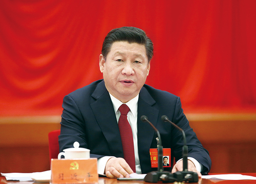 中國共產黨第十八屆中央委員會第四次全體會議，于2014年10月20日至23日在北京舉行。中央委員會總書記習近平作重要講話。 新華社記者 蘭紅光 攝