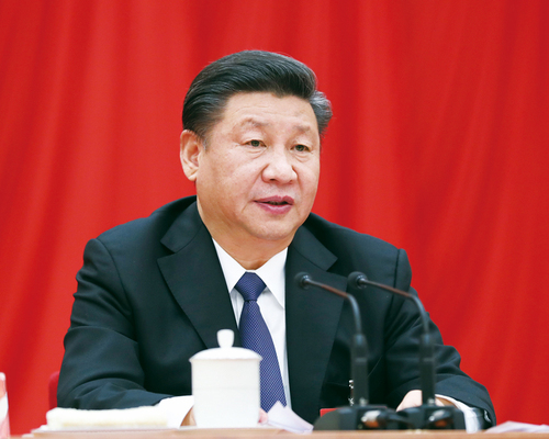 中國(guó)共產(chǎn)黨第十九屆中央委員會(huì)第三次全體會(huì)議，于2018年2月26日至28日在北京舉行。中央委員會(huì)總書記習(xí)近平作重要講話。 新華社記者 鞠鵬 攝