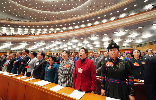 2019年3月3日下午3時，全國政協十三屆二次會議在人民大會堂開幕。  本報記者 賈寧攝
