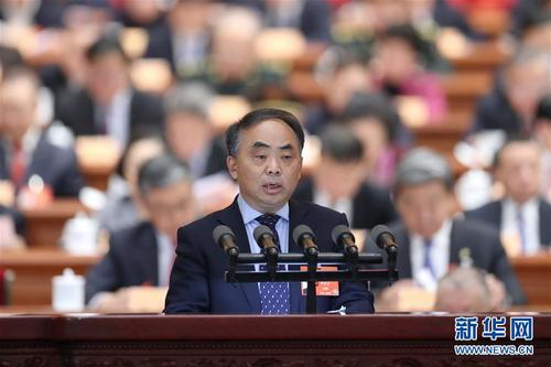 鄧純東委員作大會發言。 新華社記者 丁海濤 攝