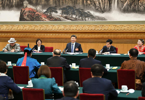 2019年3月5日，習近平參加十三屆全國人大二次會議內蒙古代表團的審議。