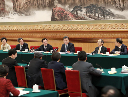 2019年3月8日，習近平參加十三屆全國人大二次會議河南代表團的審議。