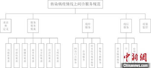 圖為《傳染病疫情線上問診服務規(guī)范》確立的標準框架。浙江省市場監(jiān)管局供圖