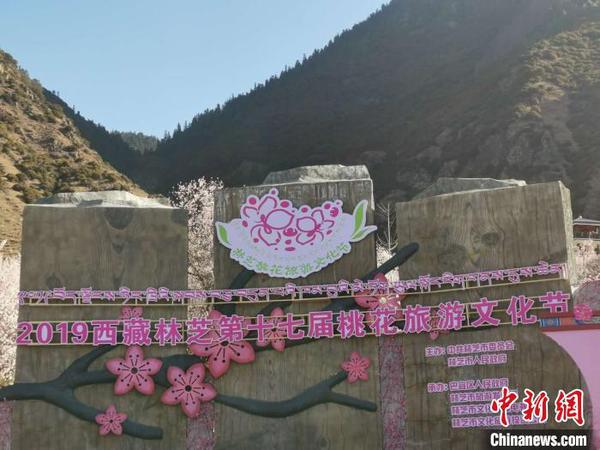 圖為林芝桃花節主會場，2019年3月29日，林芝第十七屆桃花旅游文化節在巴宜區開幕(資料圖)。　張偉 攝