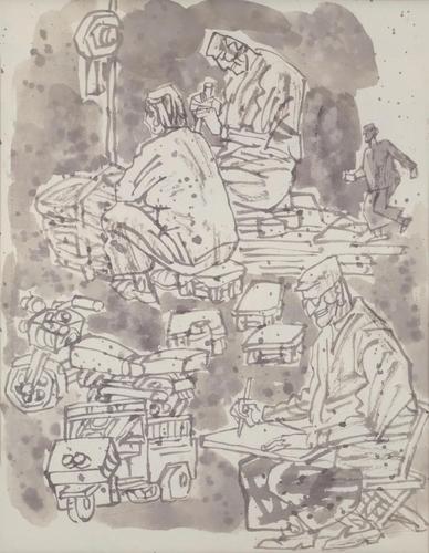 楊曉陽 陜北寫生創作系列（之一）水墨 58×45cm 2019 年