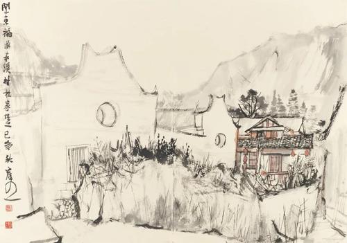 林容生 赤溪村寫生（之一） 紙本水墨設色 44