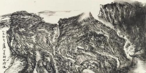 胡應康 寫東鄉布楞溝（之一） 紙本水墨 34×68cm 2019 年