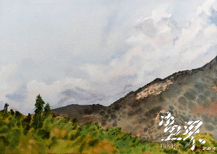 綠水青山（水彩）35×50cm-2016年-余遠權