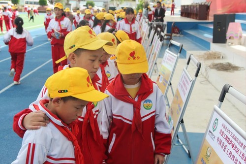 拉薩市城關(guān)區(qū)海薩小學(xué)學(xué)生觀看《青少年性教育知識(shí)展板》