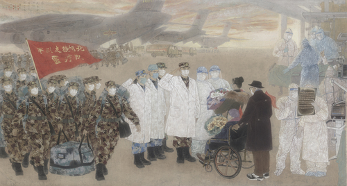 《為了人民》(局部) 工筆重彩 2020年  郭海榮  范向輝  于理  王亞非  李玉旺