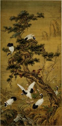 郎世寧的《松鶴回春圖》