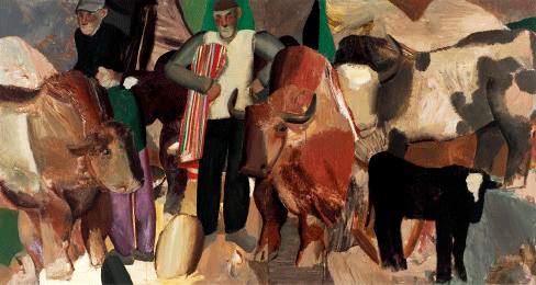 五牛圖（油畫）160×300cm-2019年-趙培智