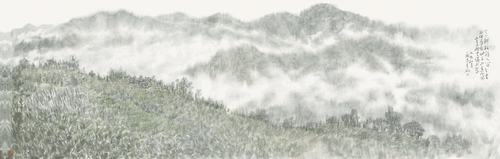 天下耕耘非人間-與云為伴自成仙-57×177cm-2019年-李-翔