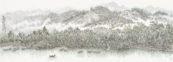 隔溪春色幾叢綠-近水樓臺多少家-65×177cm-2020年-李-翔