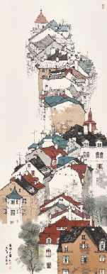 東歐小鎮-180×70cm-2019年-劉-建