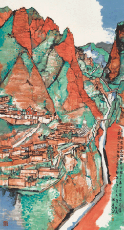 河流樹木-365×140cm-2020年-林容生