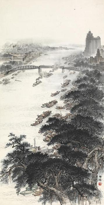 珠江曉霧，梁世雄，1962年。 關(guān)山月美術(shù)館藏