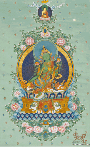 綠度母（唐卡-布面,礦物質(zhì)顏料）105×64cm--旺-堆-中國美術(shù)館藏