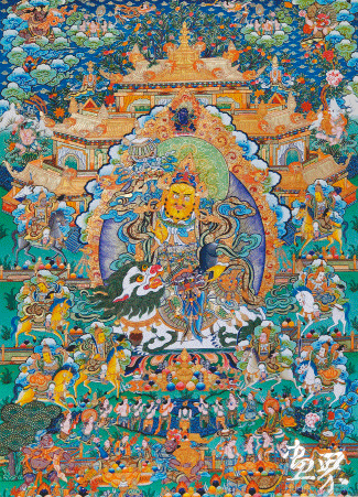八馬財神（唐卡-布面,礦物質(zhì)顏料）100×72cm-2010年-西合道-中國美術(shù)館藏