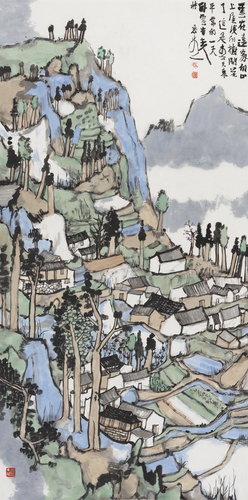 21018 云在遠處  紙本水墨設色  136x68cm  2021
