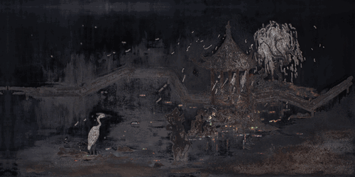 柳園清音（蛋殼、大漆、金屬粉）120x60-2017年-陳涵