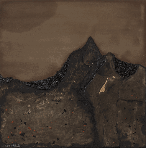 文山系列之三（大漆、瓦灰、銀箔）45x45-2017年-陳涵