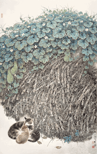 寧靜的山村-196×124cm-2006年-方楚雄