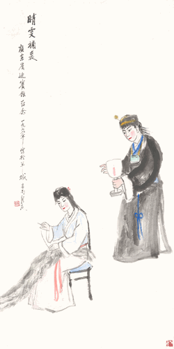 晴雯補裘-136cm×68cm--1978年--關良-廣東美術館藏