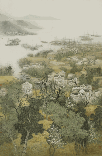 《漁港春色》145×220cm-2014年-陳危冰-入選第十二屆全國美術作品展