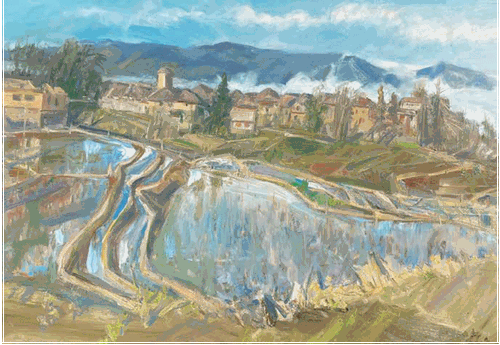 云上梯田-哈尼旋律-之四（油畫）200×140cm-2022年-范迪安