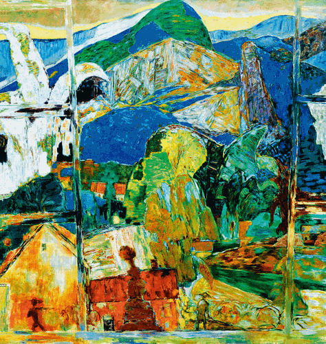 有窗的風(fēng)景—山里有人家（油畫）150×140cm-2005年-黃-菁