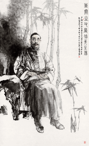 南開之父嚴修先生像（國畫）210×125cm--楊曉剛