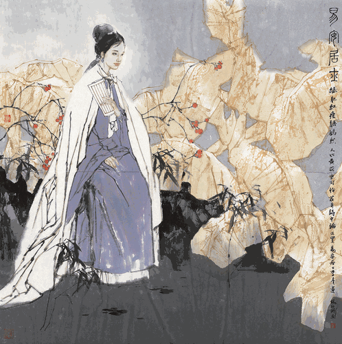 易安居士（國畫）136×136cm--楊曉剛