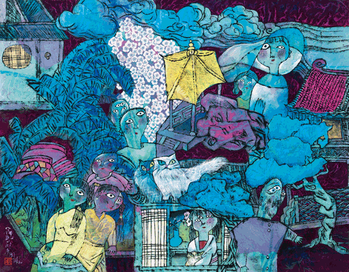 老-宅（國畫）90×110cm-1992年-邵-飛
