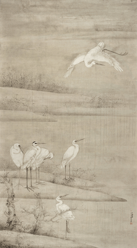 平湖清寂（國(guó)畫）355×193cm-2022年-劉萬(wàn)鳴