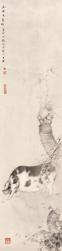 不可居無(wú)竹（國(guó)畫）123×30cm-2023年-劉萬(wàn)鳴