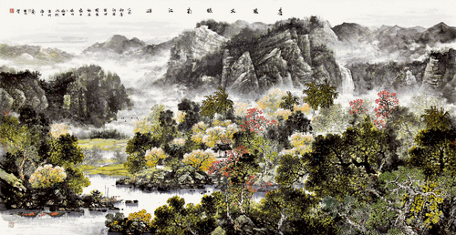 春風又綠南江岸（國畫）-阮江