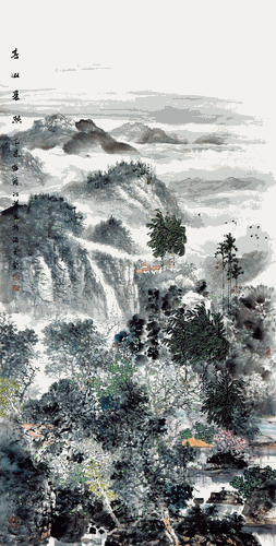 春山晨照（國畫）96×180cm-阮江華