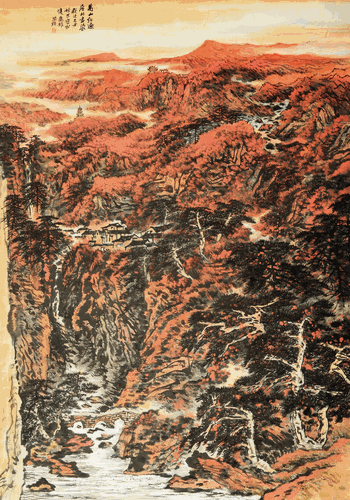 層林盡染（國畫）263×127cm-2009年-買鴻鈞