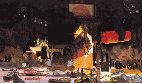 寶鋼建設（國畫）555×323cm-2021年-焦-洋