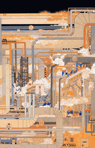 鋼的城（國畫）308×208cm-2011年-焦-洋