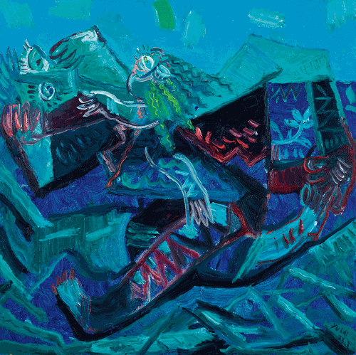 高原的夜（油畫(huà)）50×50cm-于-來(lái)