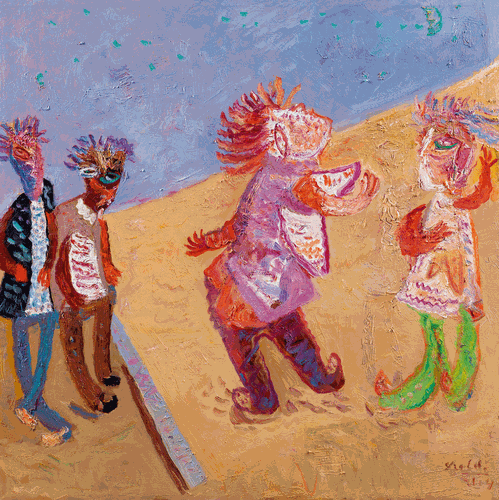 舞黃土（油畫(huà)）100×100cm-于-來(lái)