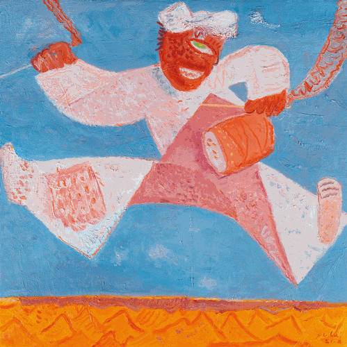 云上腰鼓（油畫(huà)）100×100cm--于-來(lái)