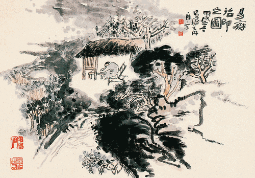 易齋制印圖（國畫）55×35cm--王-丹