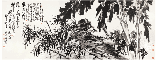 墨竹芭蕉（國畫）366.5×141.1cm-2012年-郭石夫