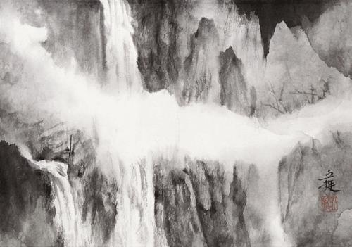 華嚴(yán)瀧（國(guó)畫(huà)）36.1×46.5cm-2015年-丘-挺