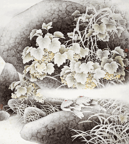 夢(mèng)鳥隨枝搖（國(guó)畫）-莫建成