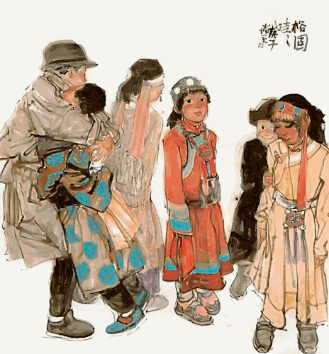 裕固娃娃（國畫）170×180cm-2020年-申卉芪
