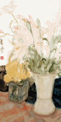 《春消息》系列（國畫）100×50cm×4-2020年-申卉芪
